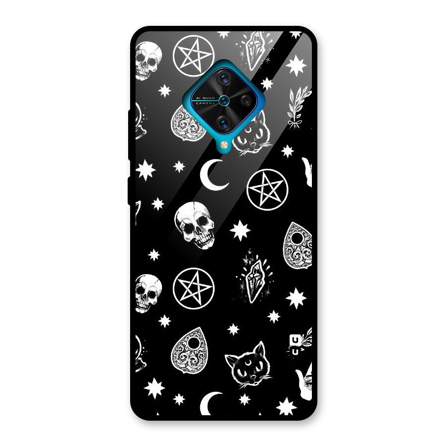 Skull Moon Design Glass Back Case for Vivo S1 Pro