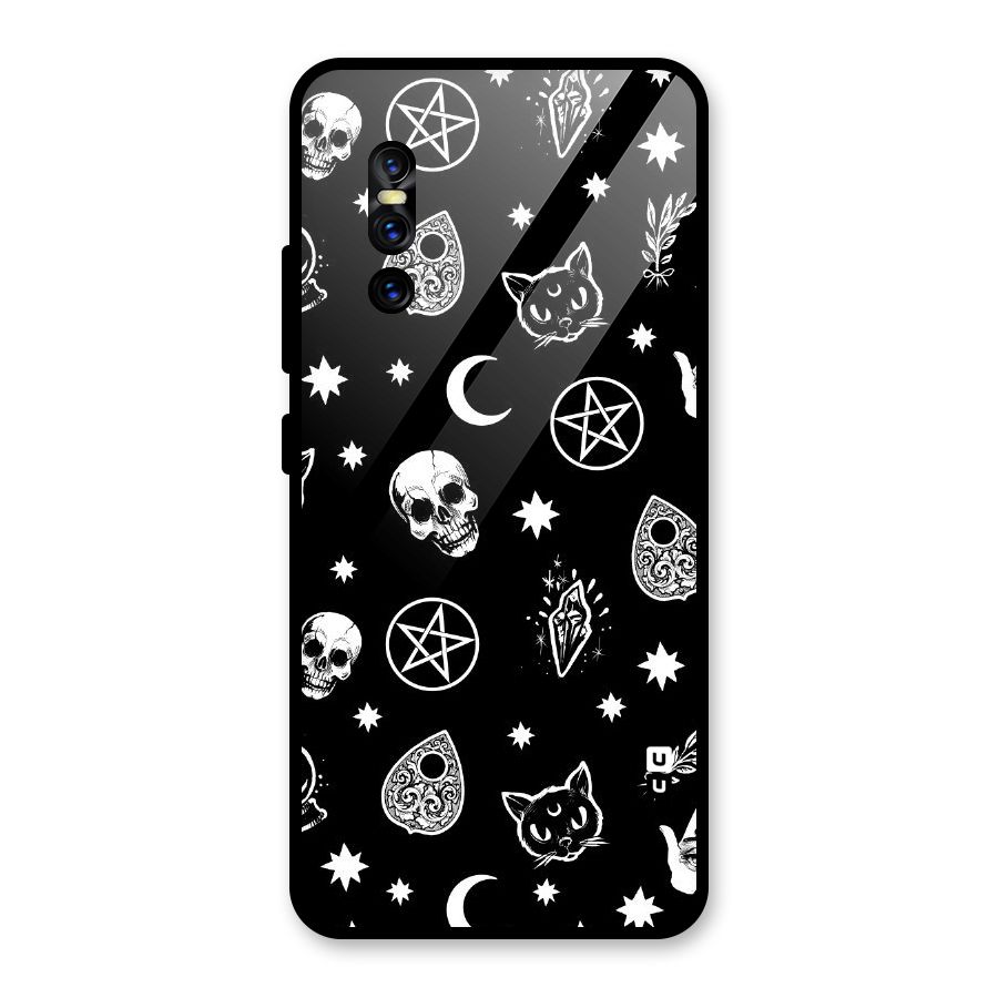 Skull Moon Design Glass Back Case for Vivo V15 Pro