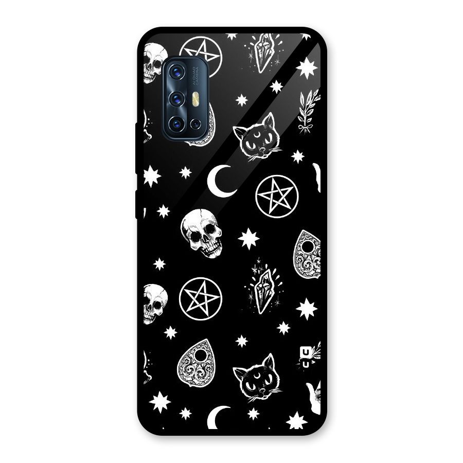 Skull Moon Design Glass Back Case for Vivo V17