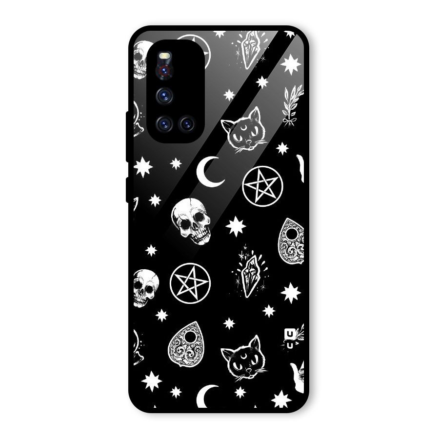 Skull Moon Design Glass Back Case for Vivo V19