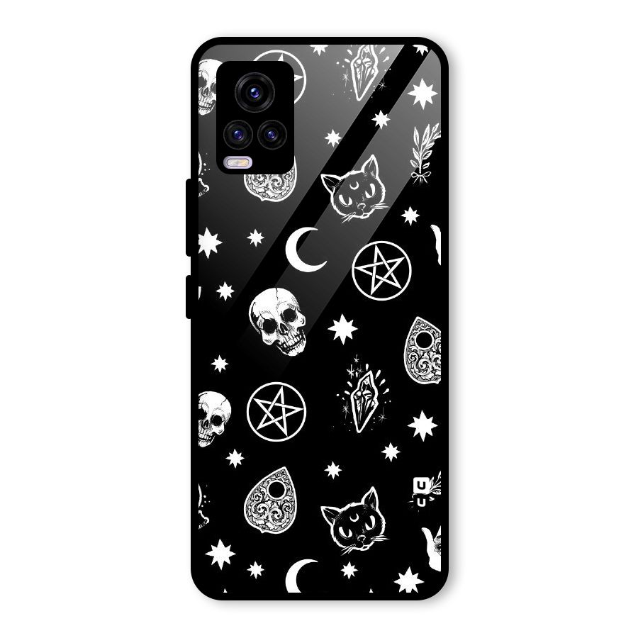 Skull Moon Design Glass Back Case for Vivo V20