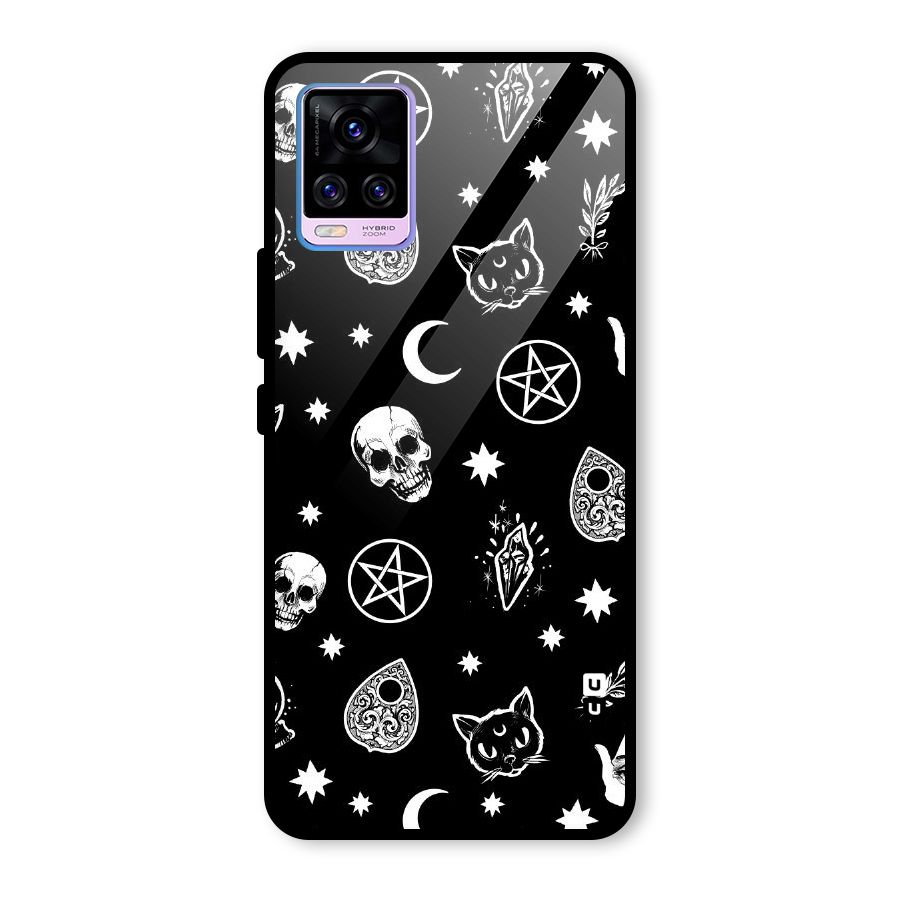 Skull Moon Design Glass Back Case for Vivo V20 Pro