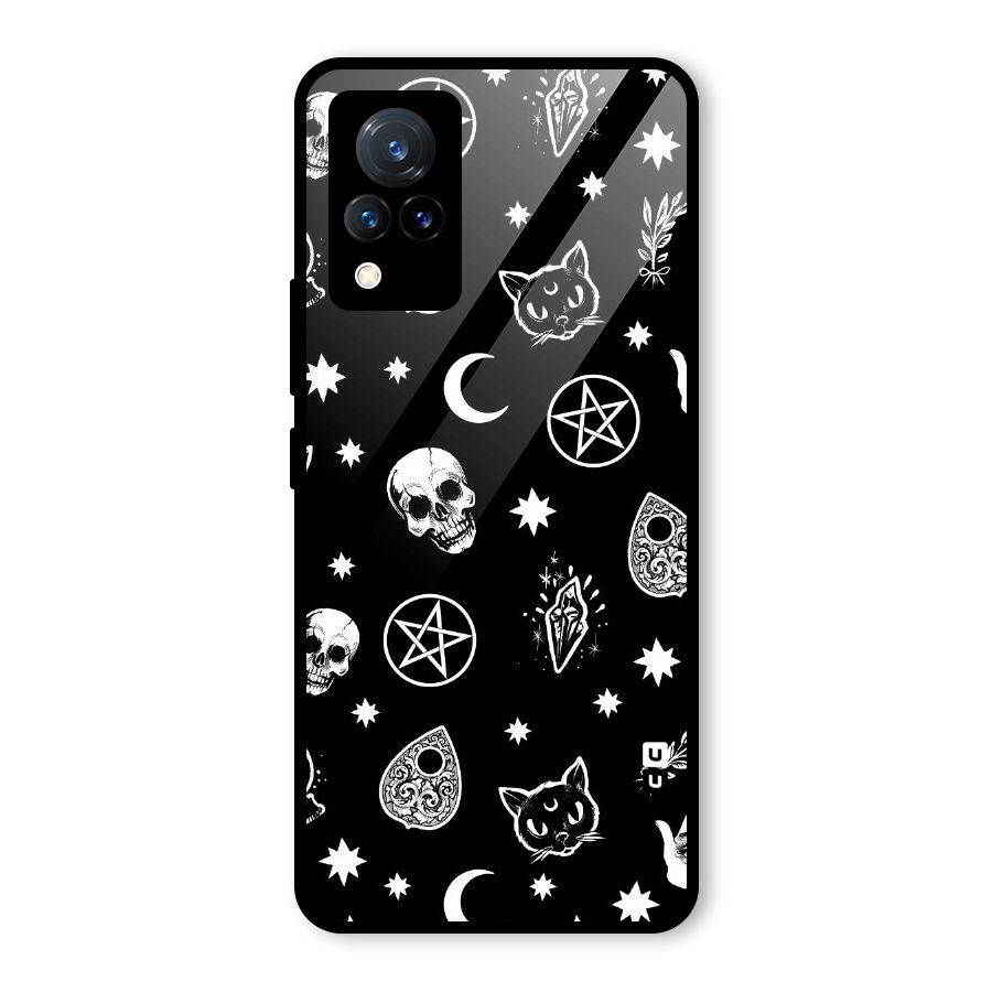 Skull Moon Design Glass Back Case for Vivo V21 5G