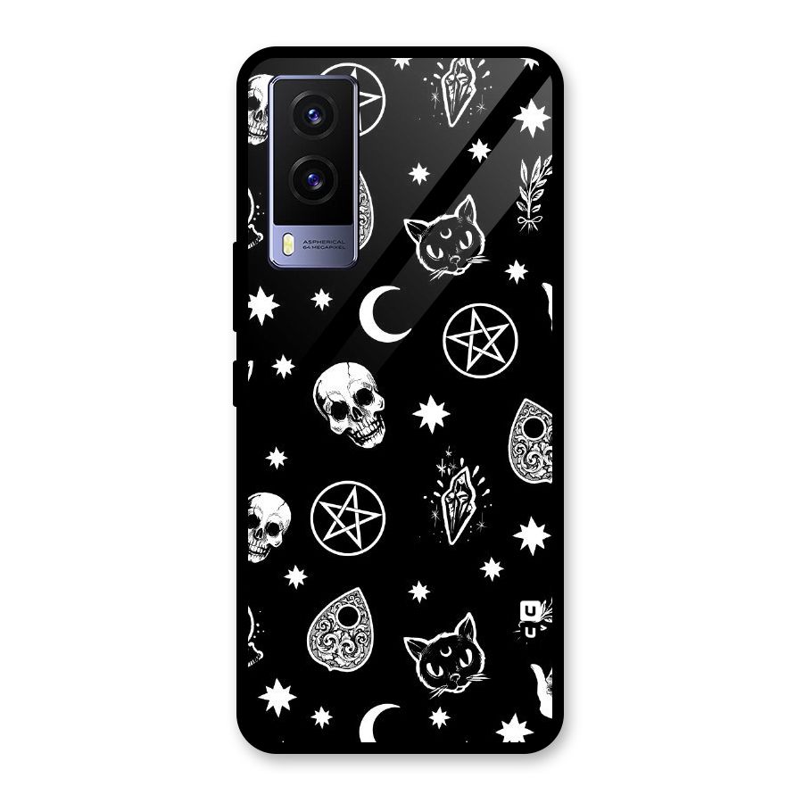 Skull Moon Design Glass Back Case for Vivo V21e 5G