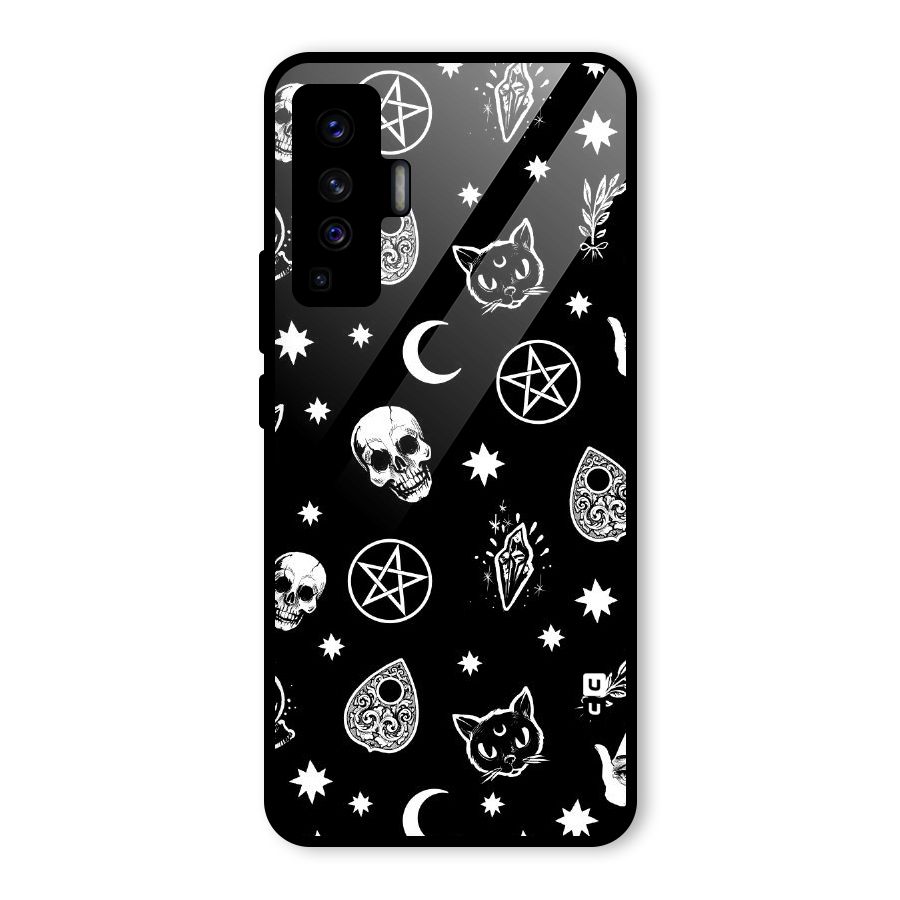 Skull Moon Design Glass Back Case for Vivo X50
