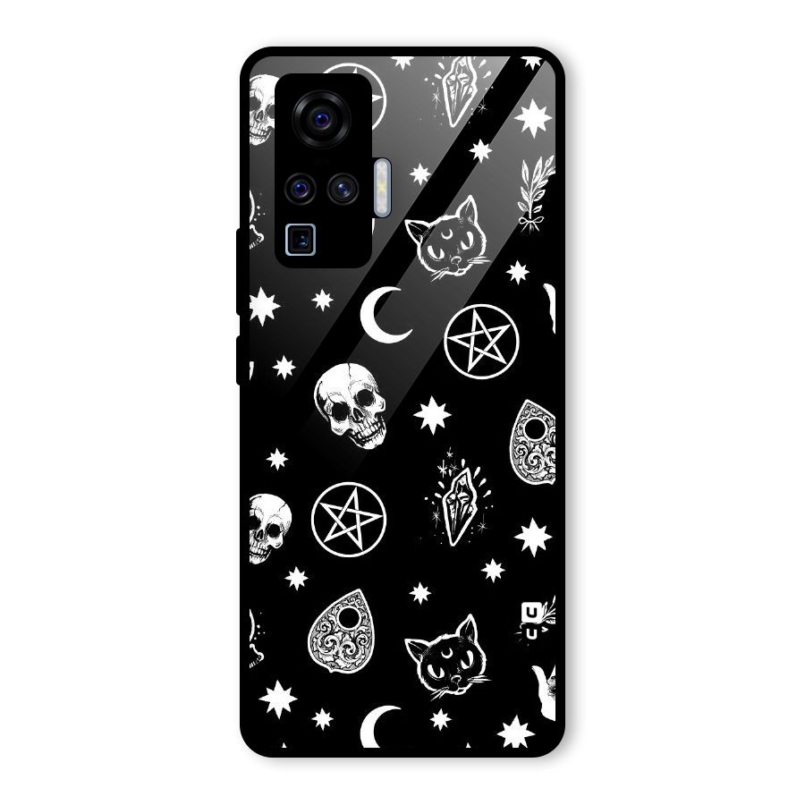 Skull Moon Design Glass Back Case for Vivo X50 Pro