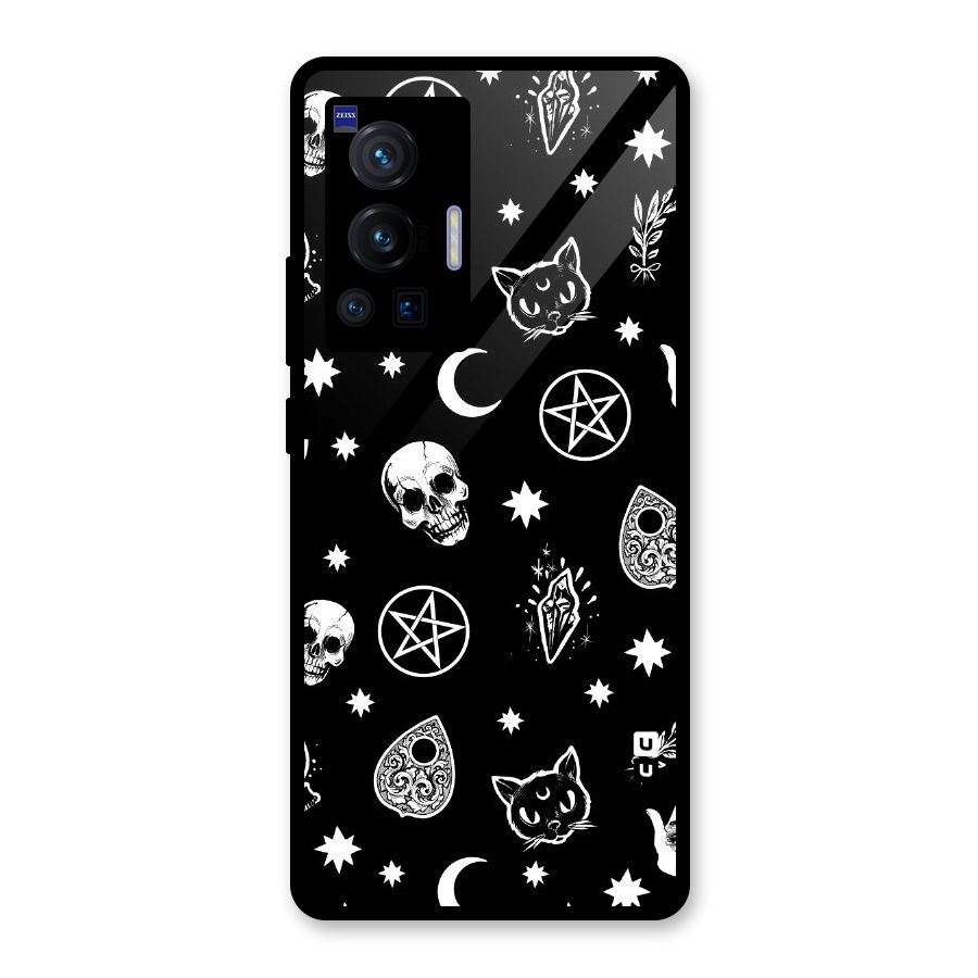 Skull Moon Design Glass Back Case for Vivo X70 Pro