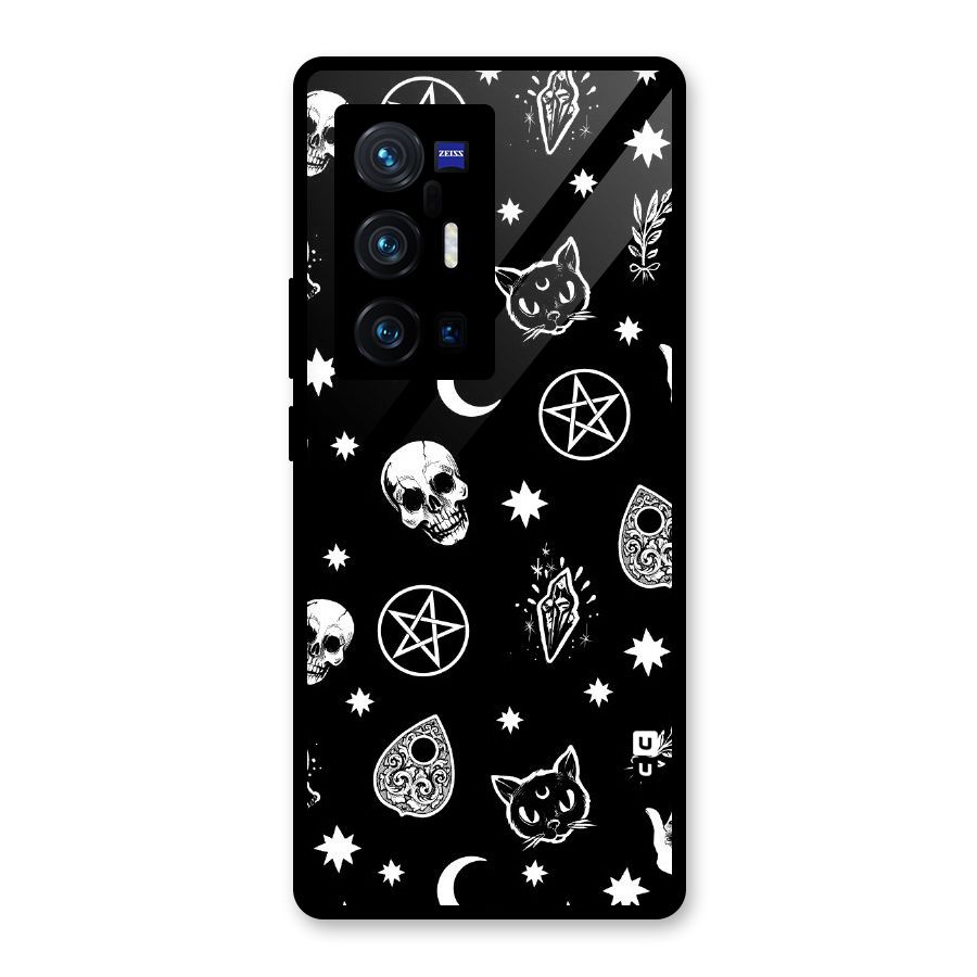 Skull Moon Design Glass Back Case for Vivo X70 Pro Plus