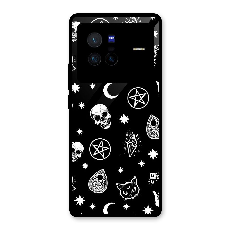 Skull Moon Design Glass Back Case for Vivo X80