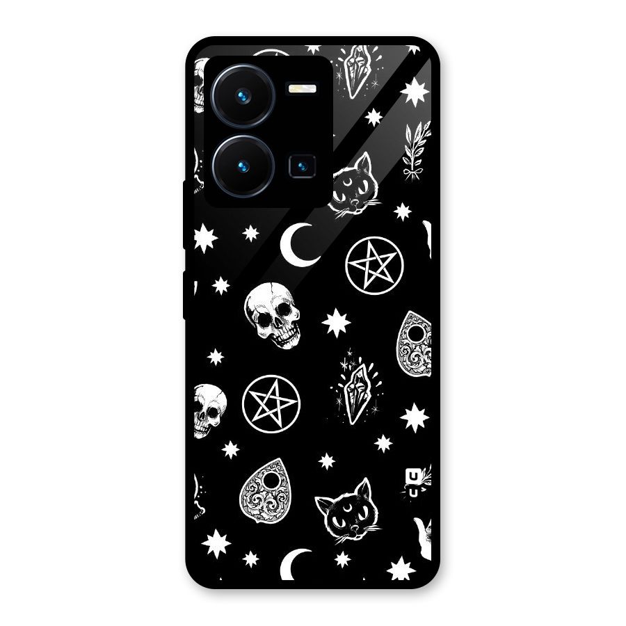 Skull Moon Design Glass Back Case for Vivo Y35