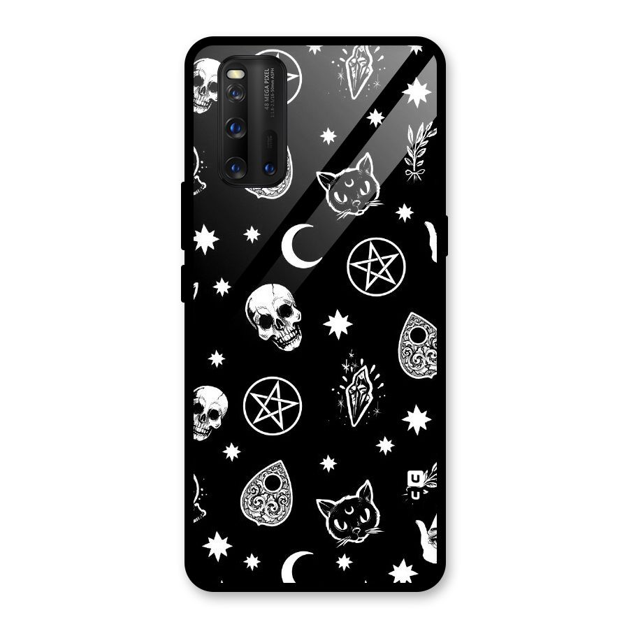 Skull Moon Design Glass Back Case for Vivo iQOO 3