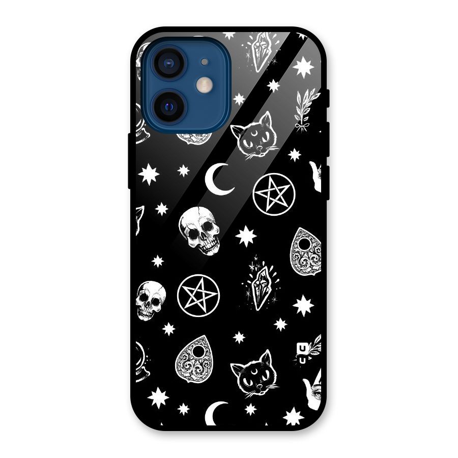 Skull Moon Design Glass Back Case for iPhone 12 Mini