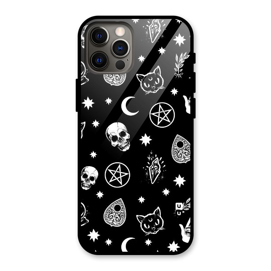 Skull Moon Design Glass Back Case for iPhone 12 Pro