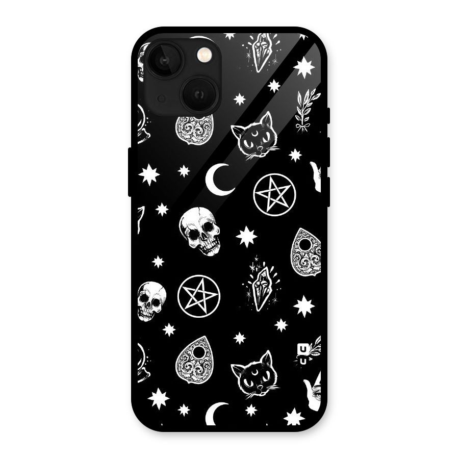 Skull Moon Design Glass Back Case for iPhone 13