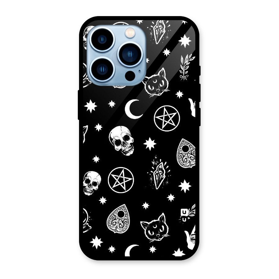 Skull Moon Design Glass Back Case for iPhone 13 Pro