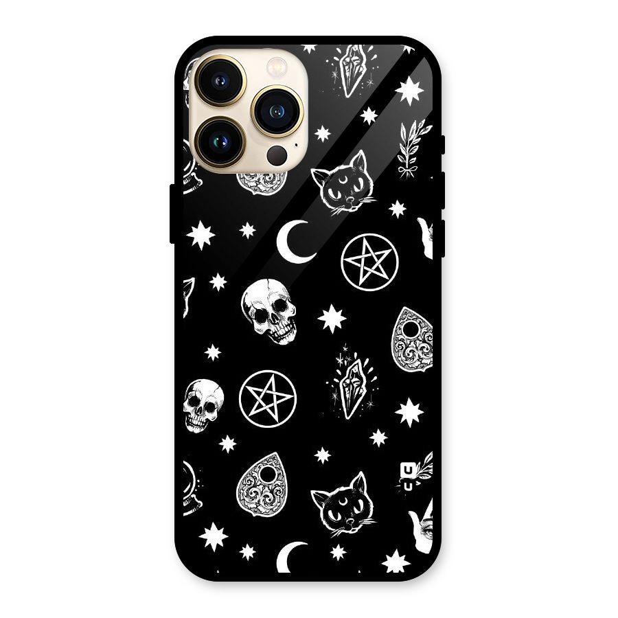 Skull Moon Design Glass Back Case for iPhone 13 Pro Max