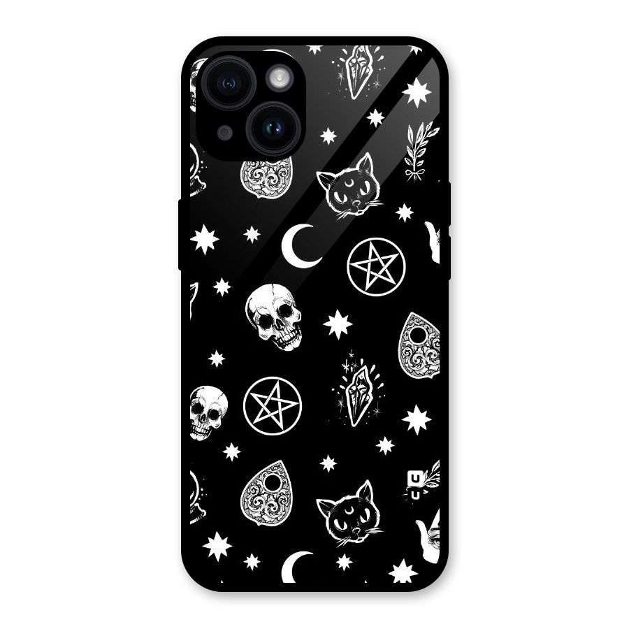 Skull Moon Design Glass Back Case for iPhone 14