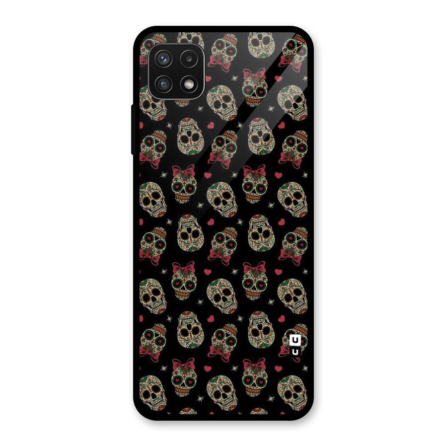 Skull Pattern Glass Back Case for Galaxy A22 5G