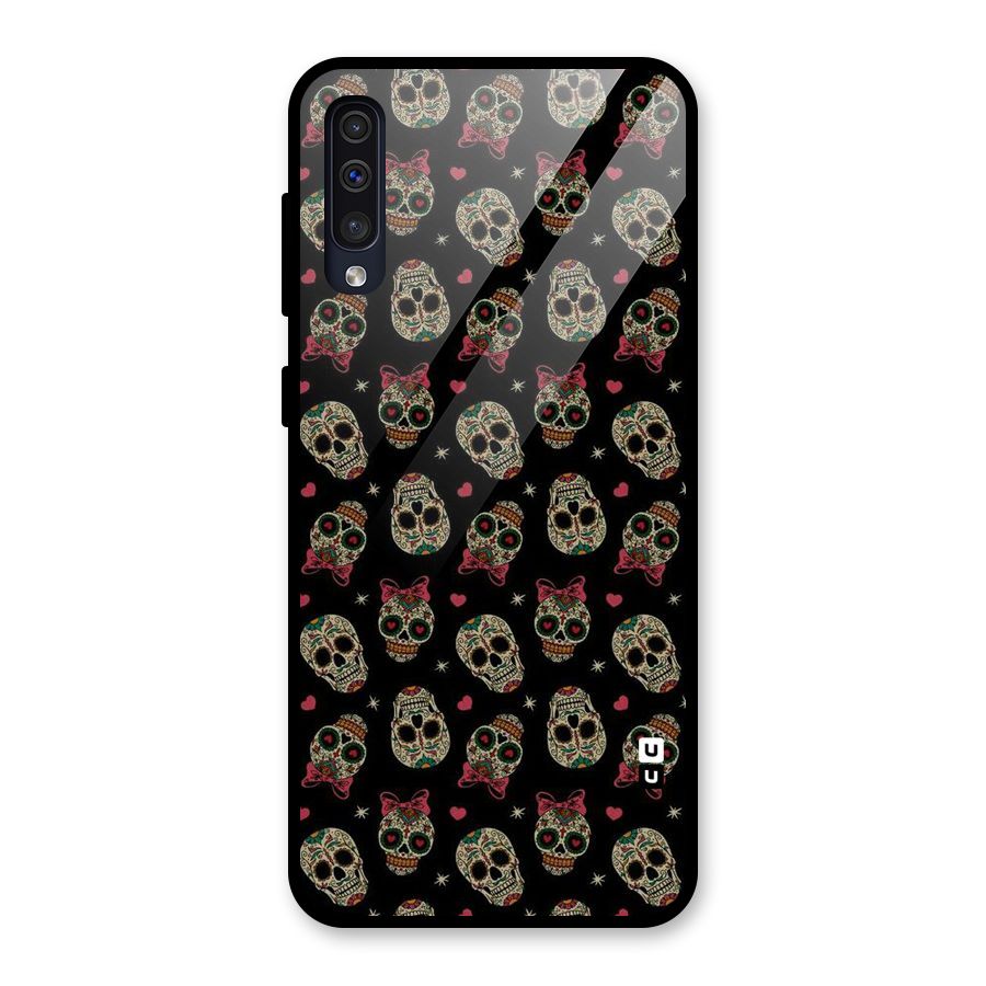 Skull Pattern Glass Back Case for Galaxy A50s