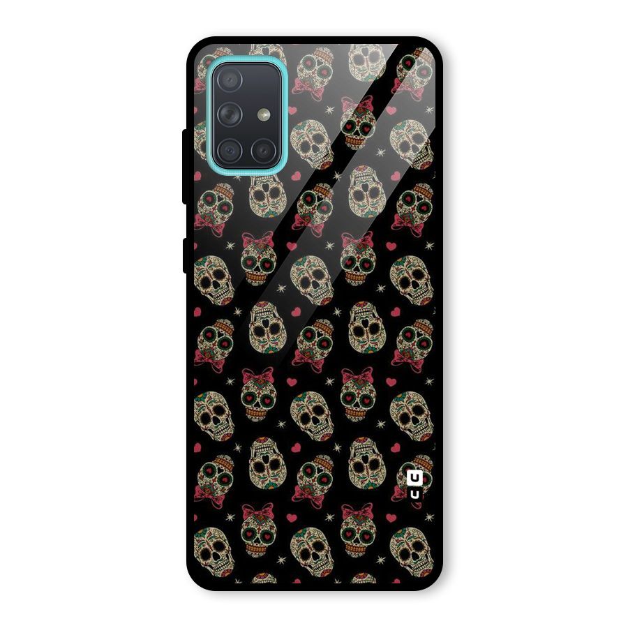 Skull Pattern Glass Back Case for Galaxy A71