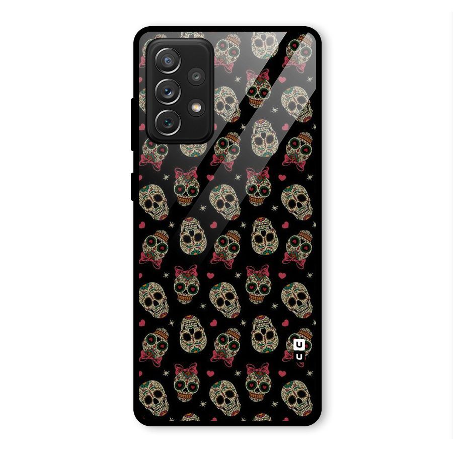 Skull Pattern Glass Back Case for Galaxy A72