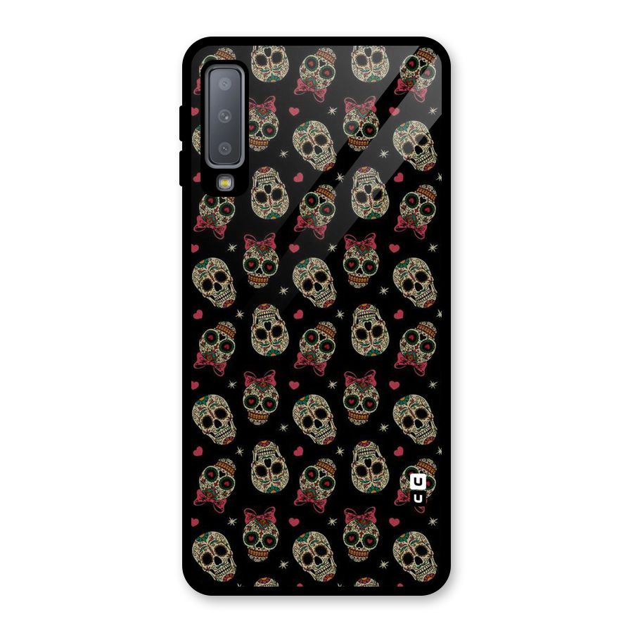 Skull Pattern Glass Back Case for Galaxy A7 (2018)