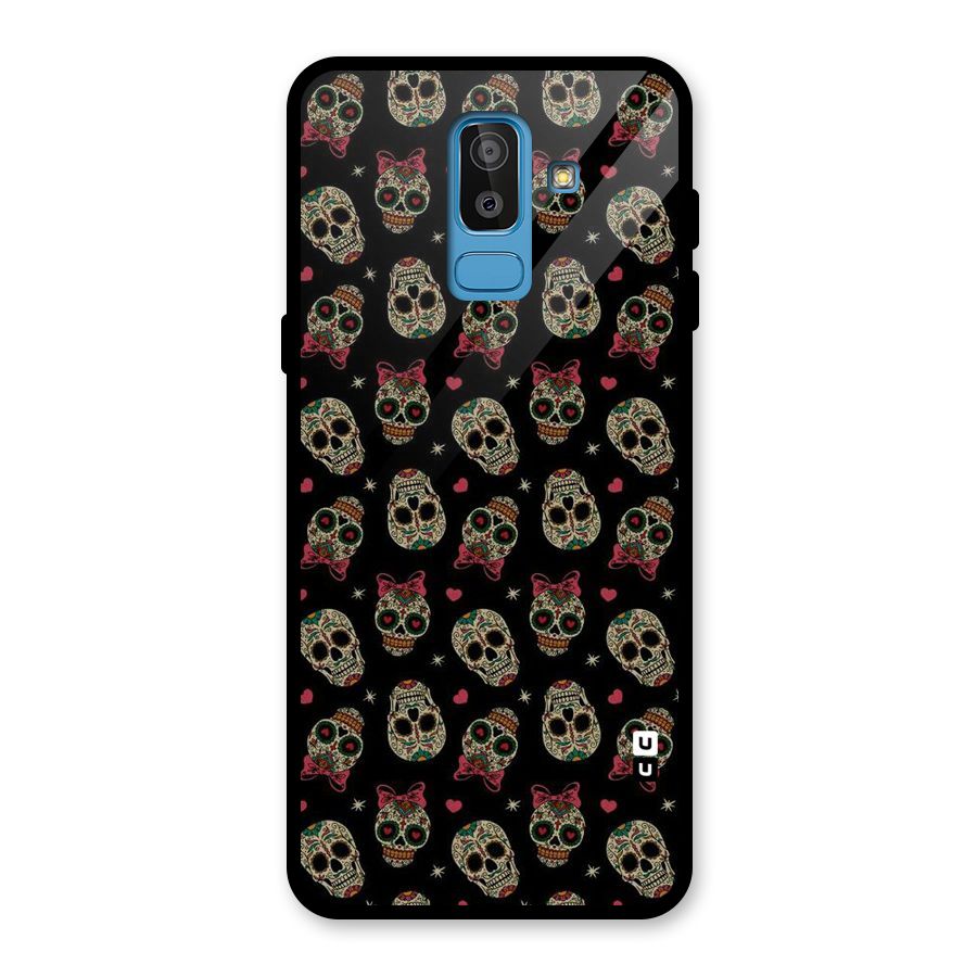 Skull Pattern Glass Back Case for Galaxy J8