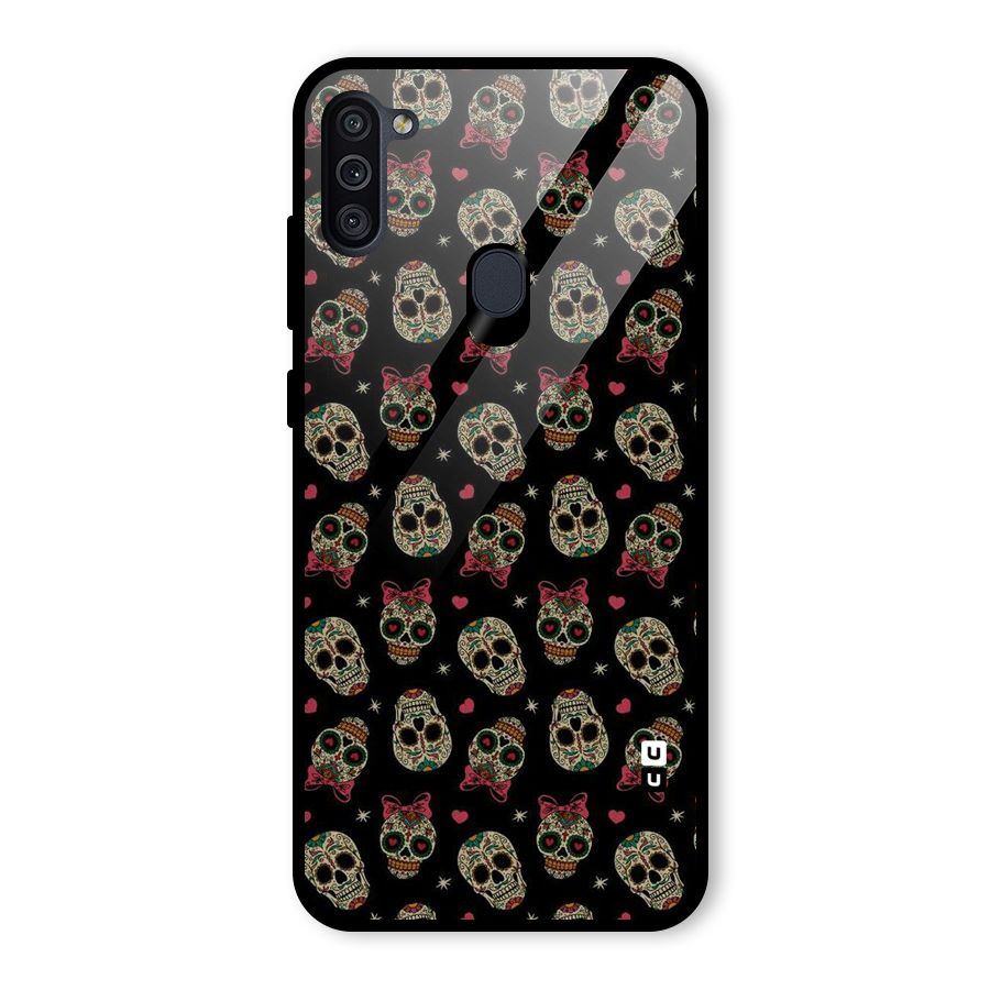 Skull Pattern Glass Back Case for Galaxy M11