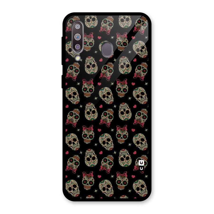Skull Pattern Glass Back Case for Galaxy M30