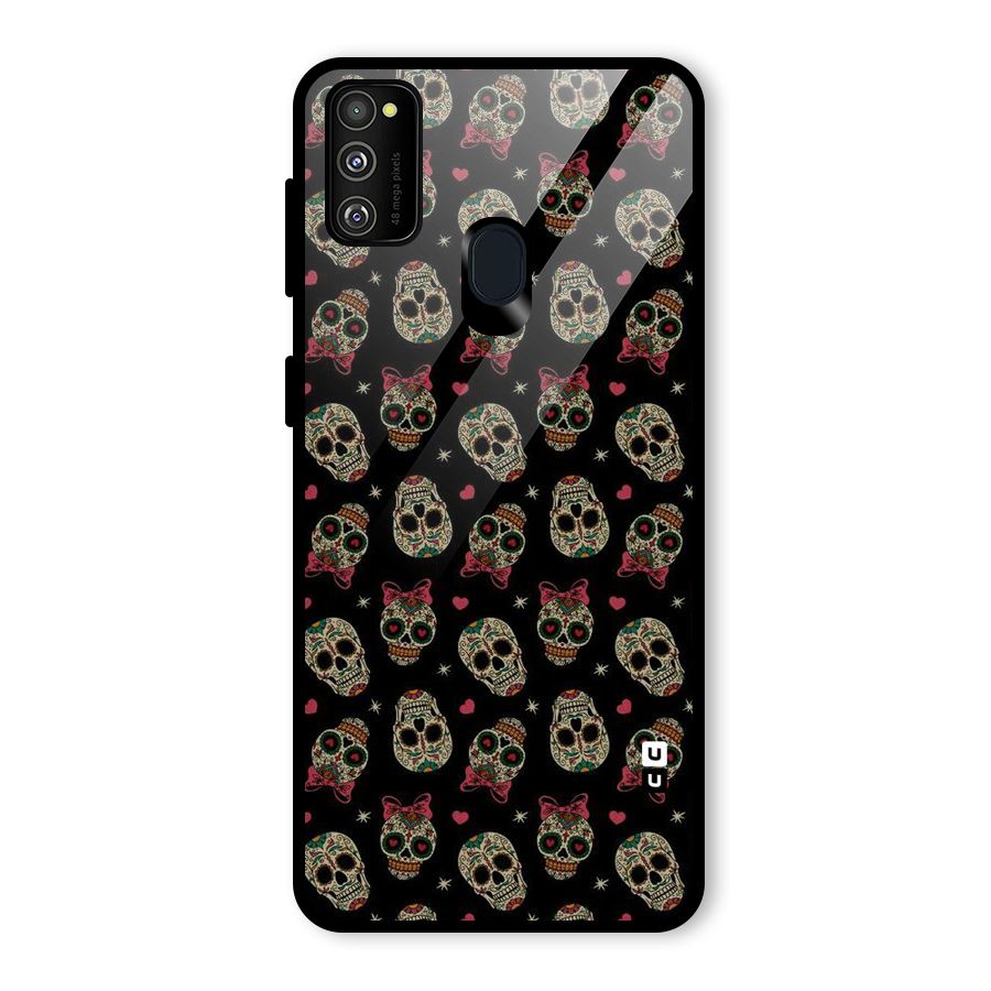 Skull Pattern Glass Back Case for Galaxy M30s