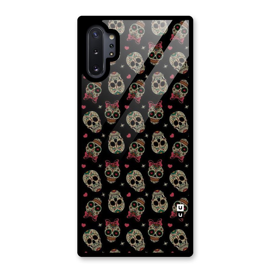 Skull Pattern Glass Back Case for Galaxy Note 10 Plus