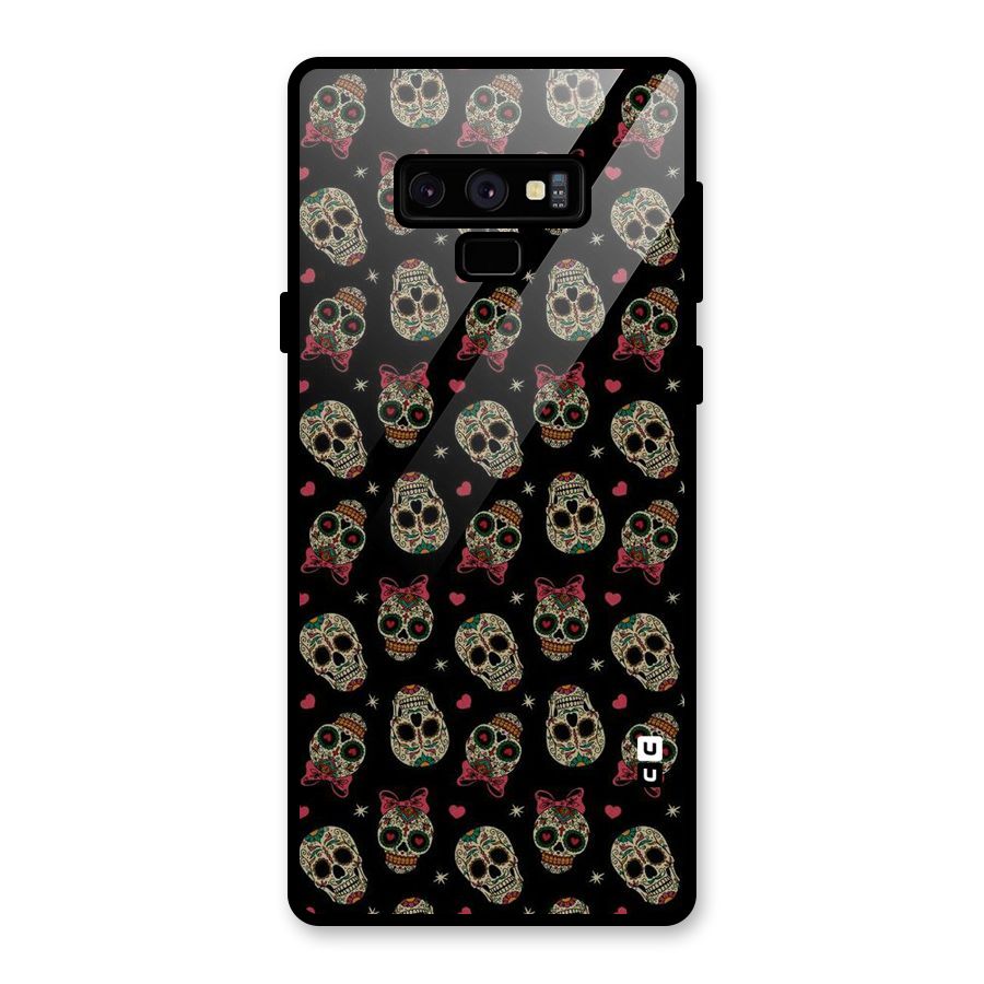 Skull Pattern Glass Back Case for Galaxy Note 9