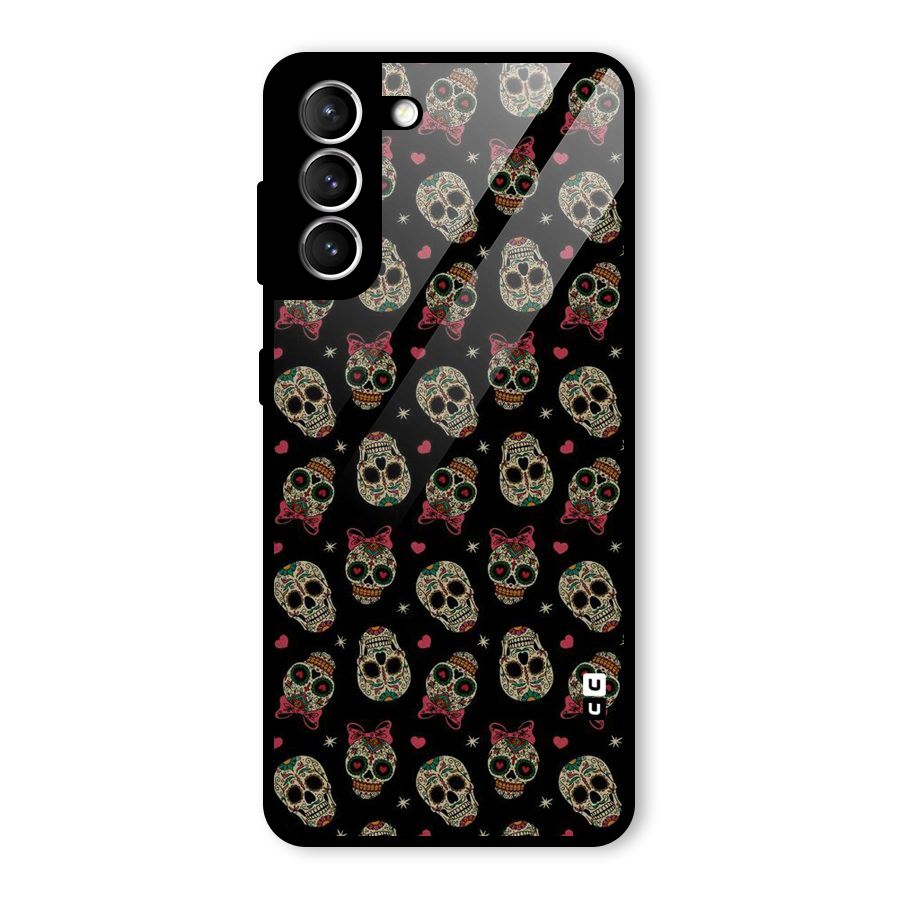 Skull Pattern Glass Back Case for Galaxy S21 5G