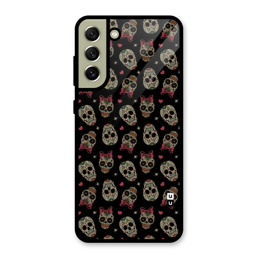 Skull Pattern Glass Back Case for Galaxy S21 FE 5G