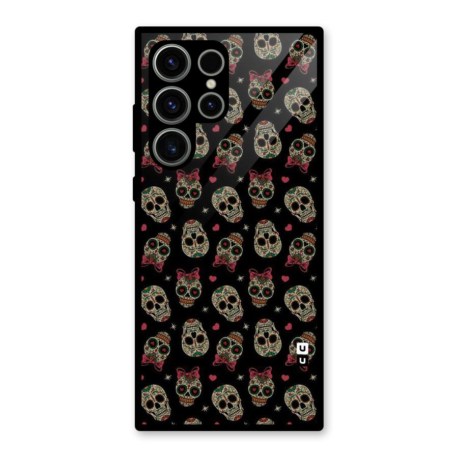 Skull Pattern Glass Back Case for Galaxy S23 Ultra