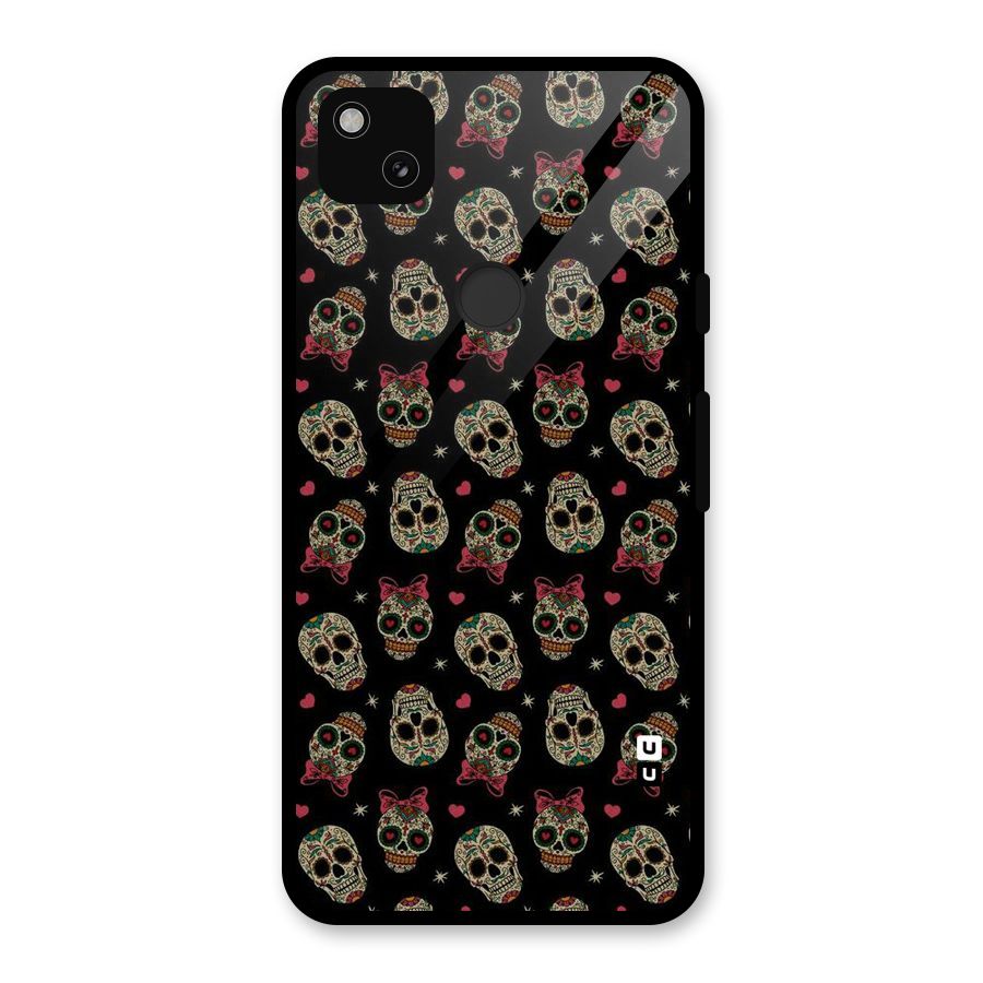 Skull Pattern Glass Back Case for Google Pixel 4a