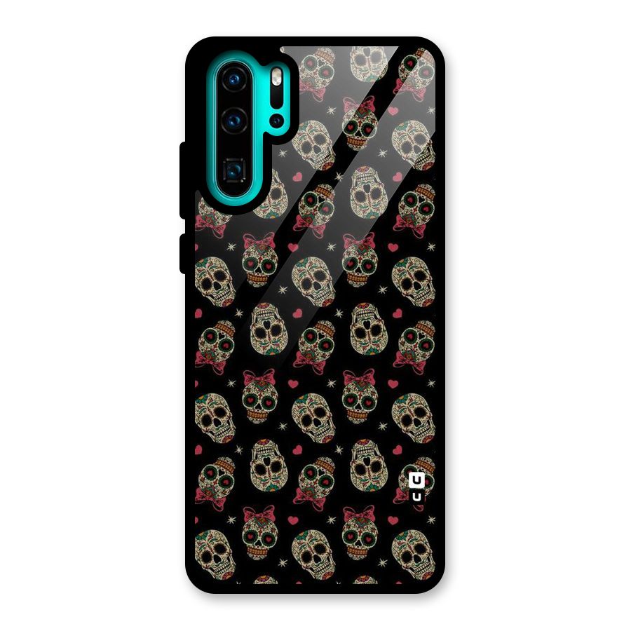 Skull Pattern Glass Back Case for Huawei P30 Pro