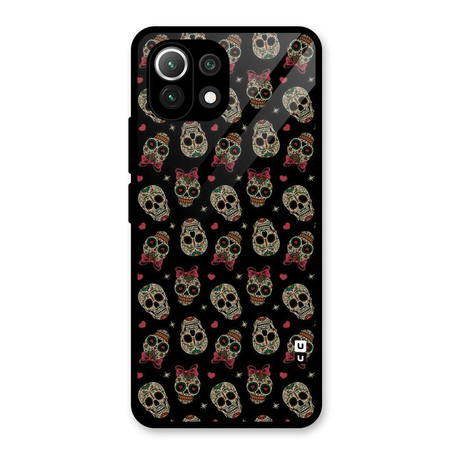 Skull Pattern Glass Back Case for Mi 11 Lite
