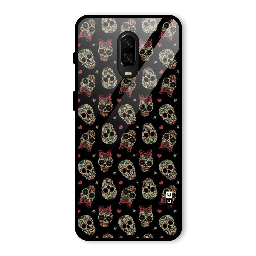 Skull Pattern Glass Back Case for OnePlus 6T