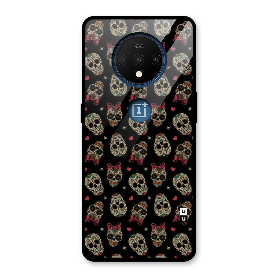 Skull Pattern Glass Back Case for OnePlus 7T