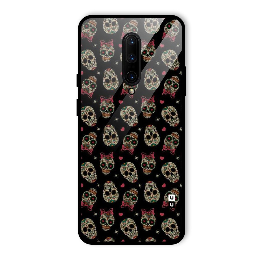 Skull Pattern Glass Back Case for OnePlus 7 Pro