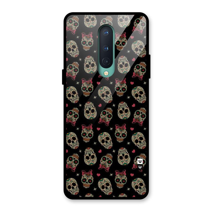 Skull Pattern Glass Back Case for OnePlus 8