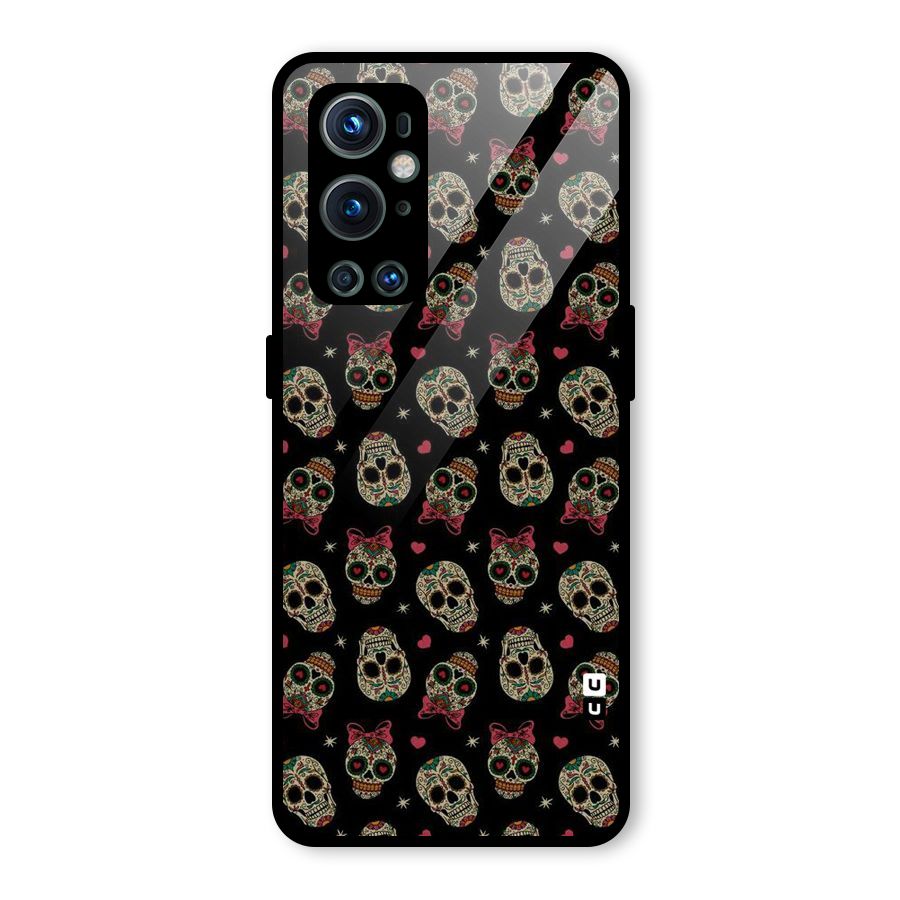 Skull Pattern Glass Back Case for OnePlus 9 Pro