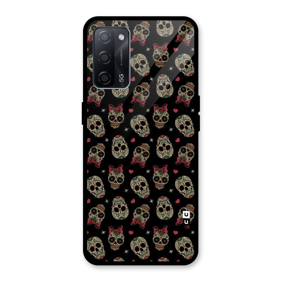 Skull Pattern Glass Back Case for Oppo A53s 5G