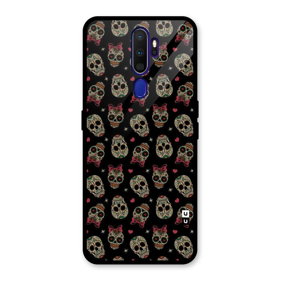 Skull Pattern Glass Back Case for Oppo A9 (2020)