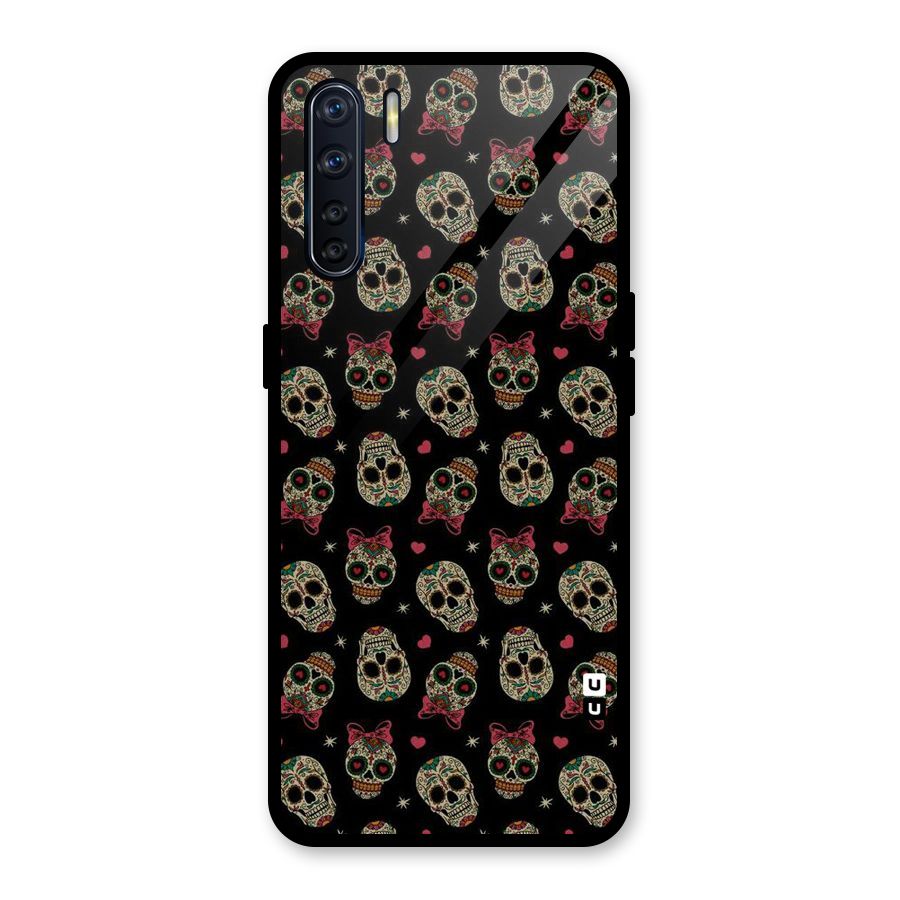 Skull Pattern Glass Back Case for Oppo F15