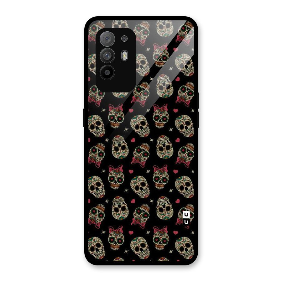 Skull Pattern Glass Back Case for Oppo F19 Pro Plus 5G