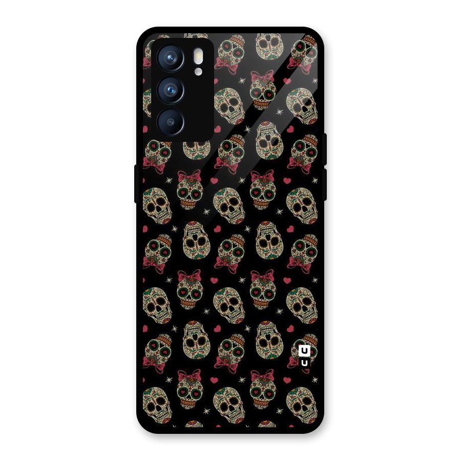Skull Pattern Glass Back Case for Oppo Reno6 5G