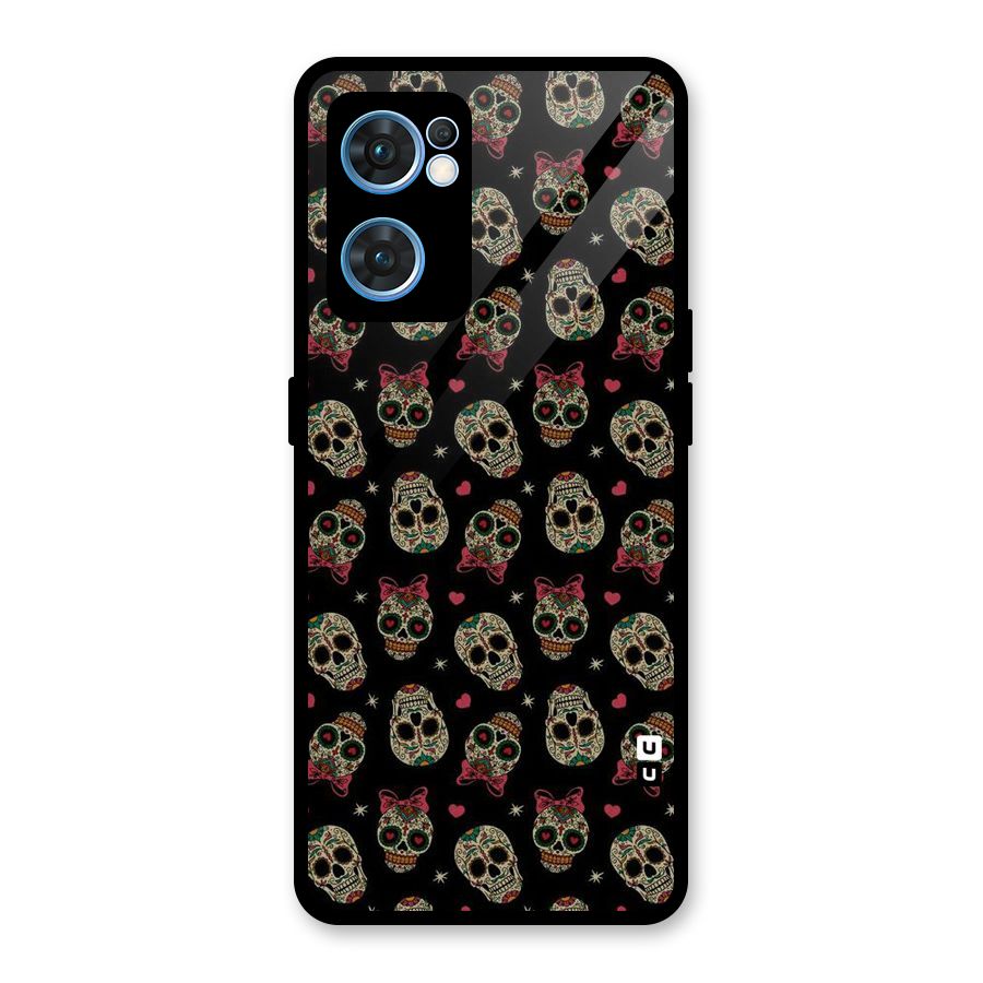 Skull Pattern Glass Back Case for Oppo Reno7 5G