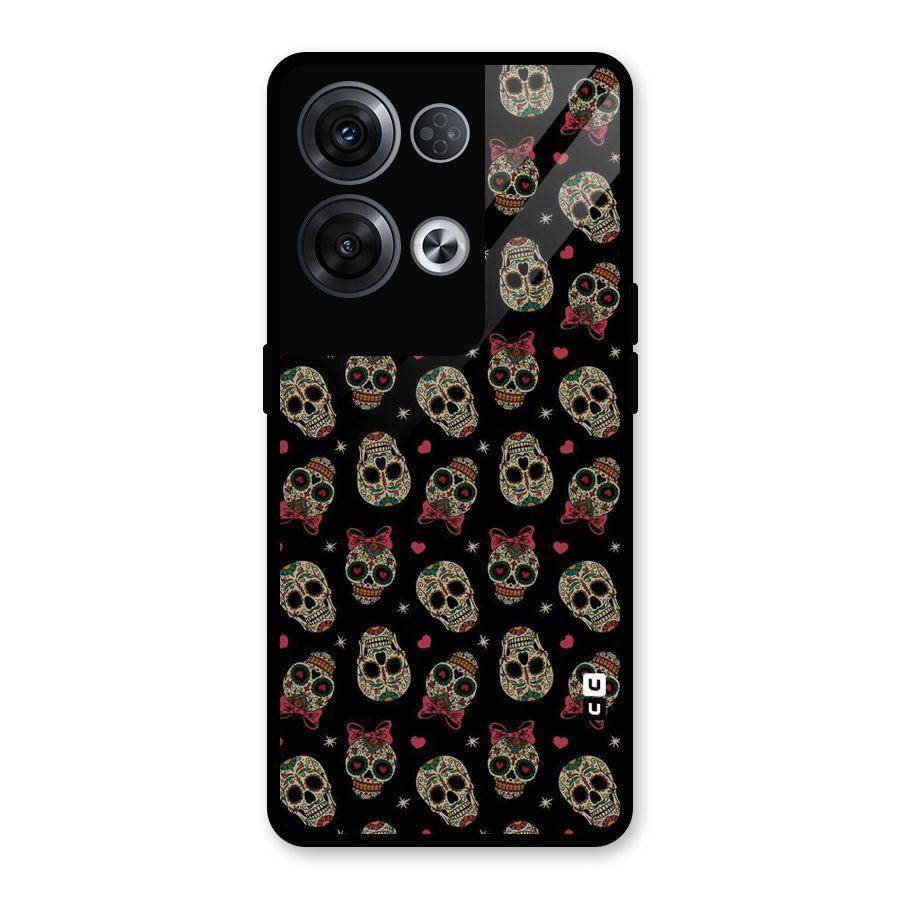 Skull Pattern Glass Back Case for Oppo Reno8 Pro 5G